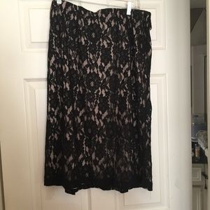 Black Lace Skirt with Beige/Tan Underlay